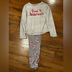 Be Yourself Sleepwear Women’s Small Pajama Set Gray Pink Red White Polar Bear